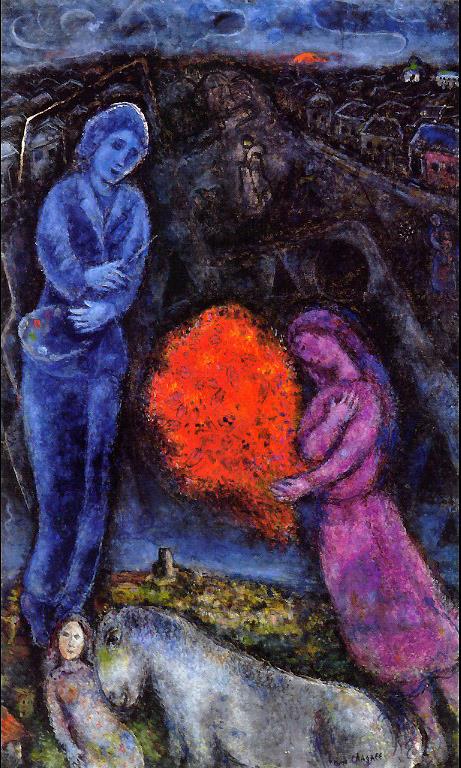 Saint Paul de Vance au coucher du soleil contemporain Marc Chagall Peintures à l'huile